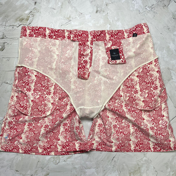 Tailorbyrd Red Sea Turtles Swim Trunks SIZE L Floral Board Shorts Liner Pockets - Picture 9 of 12